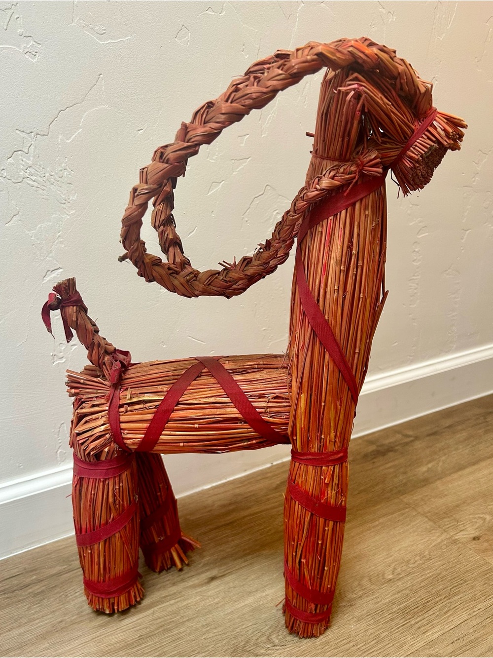 Vintage 19" Straw Yule Goat Julbock Scandinavian Folk Art Decor